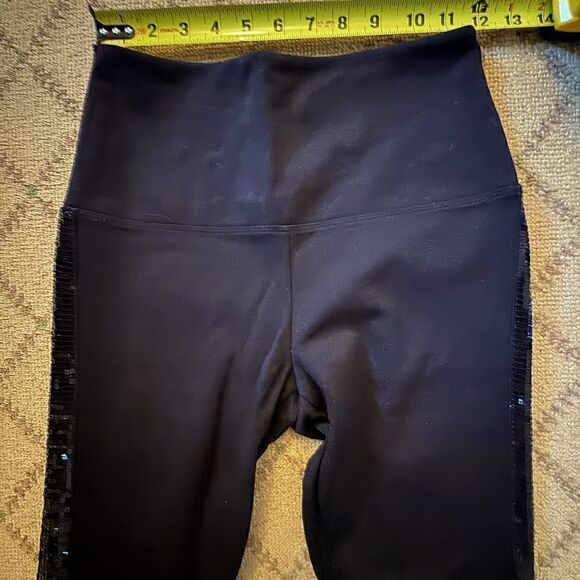 Lyssse Black midweight leggings with sequin tuxedo side stripe NWOT S - Picture 9 of 9
